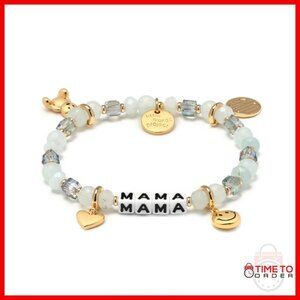 Handcrafted Word Bracelet with Positive Message, Brass Hardware, Elastic Band
